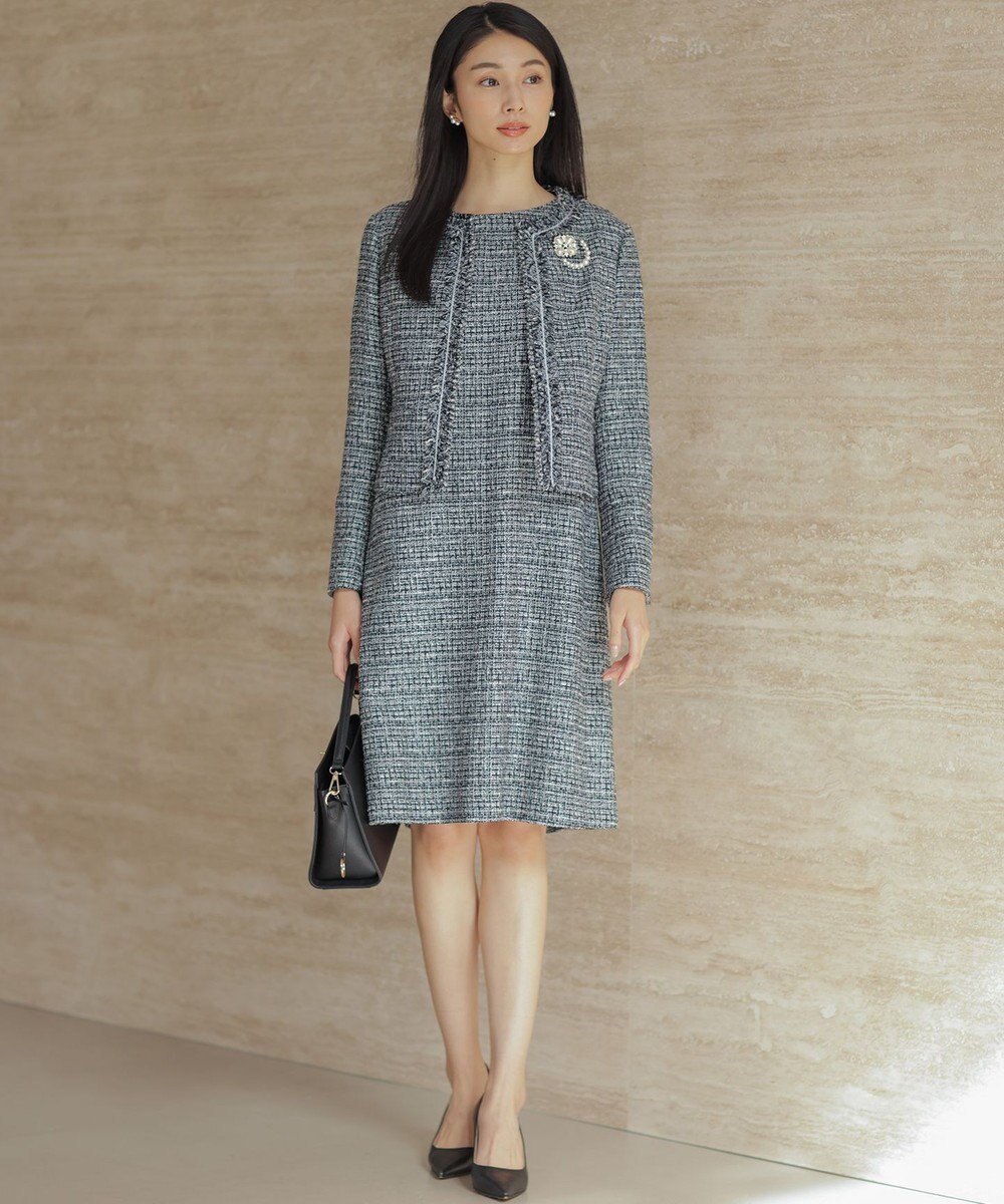 組曲 【KUMIKYOKU NAVY】ラメループモールツイード ワンピース 