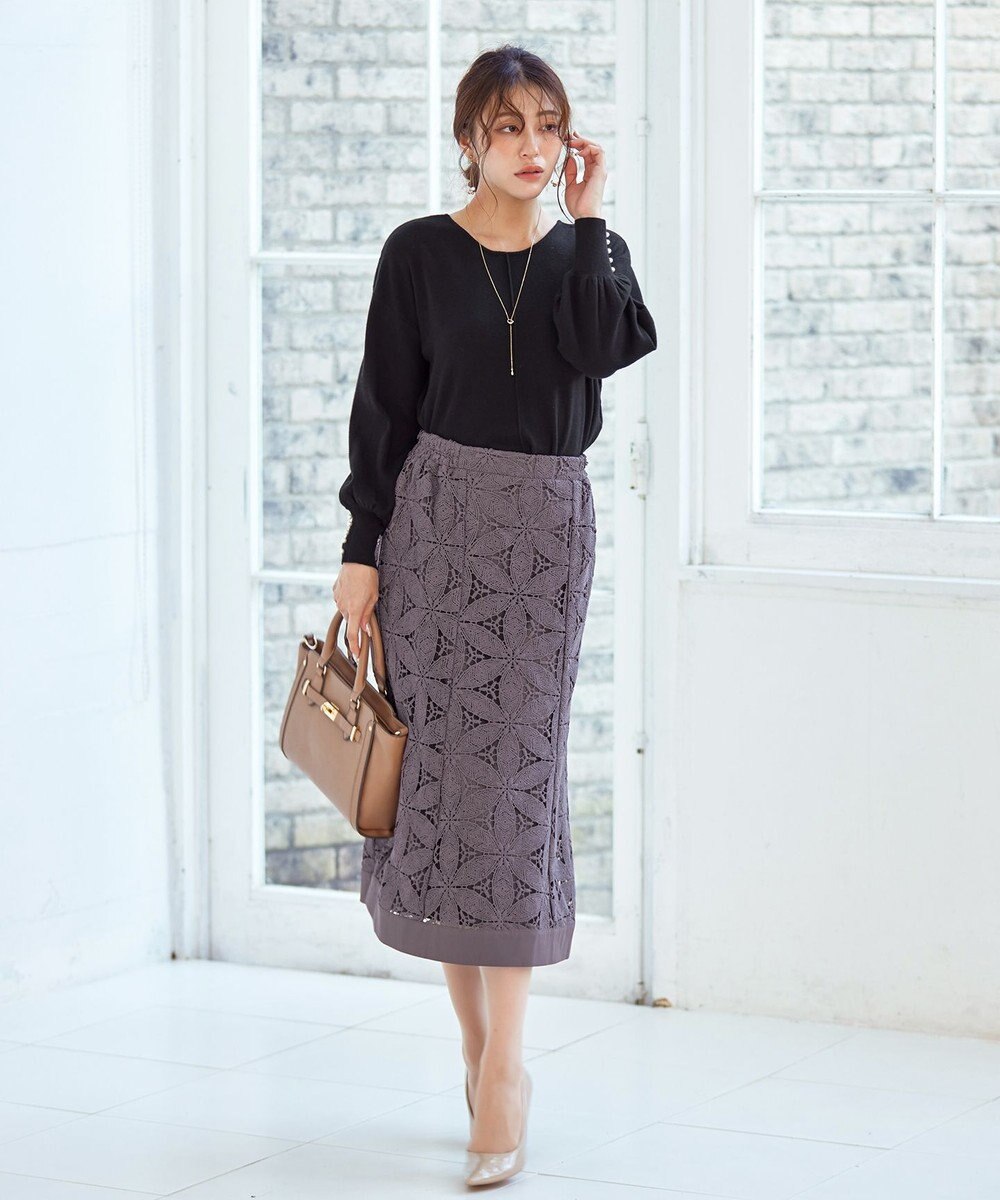 Tiaclasse L 【洗える】花柄レースマーメイドスカート 