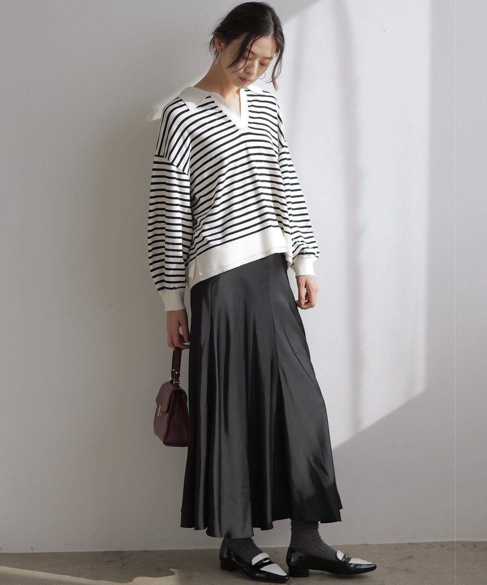 組曲 S 【加藤ローサさん着用】ポロ襟ストレッチニット 