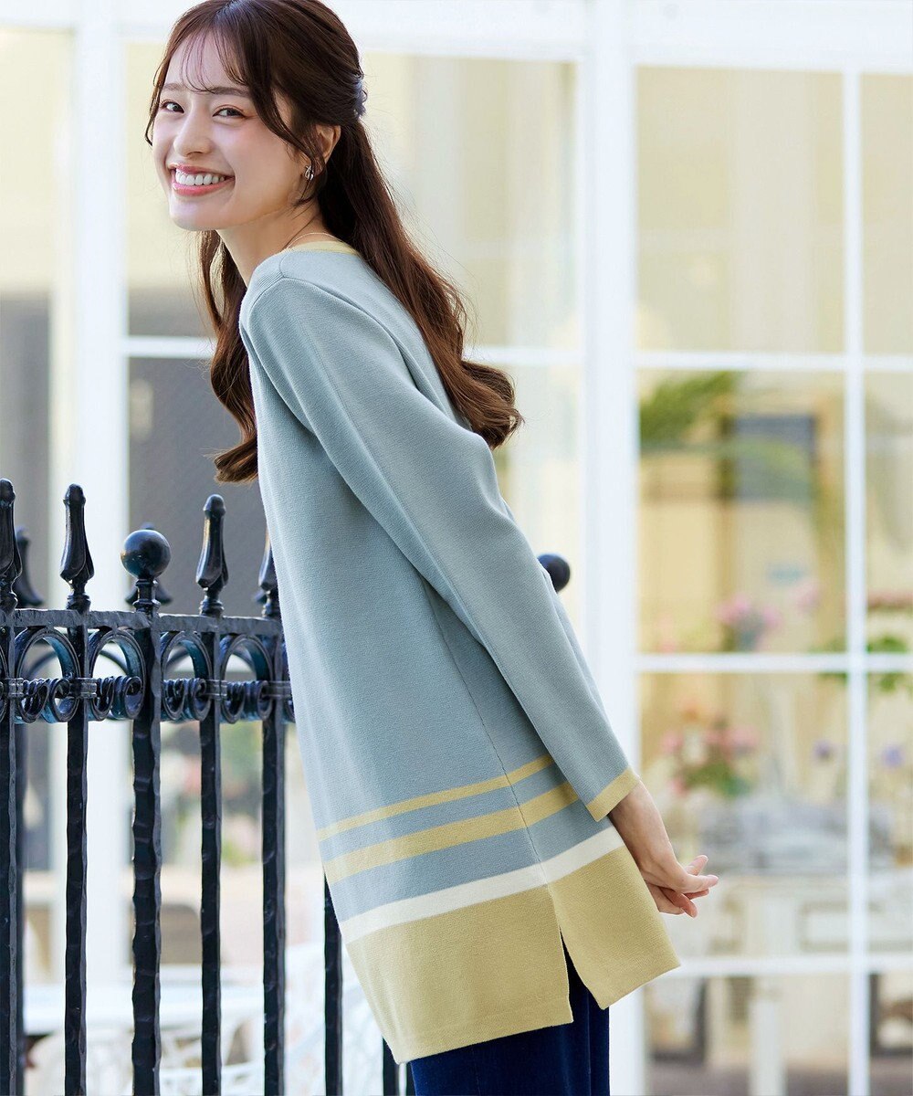 Tiaclasse L 【洗える】カラー配色ニットチュニック 