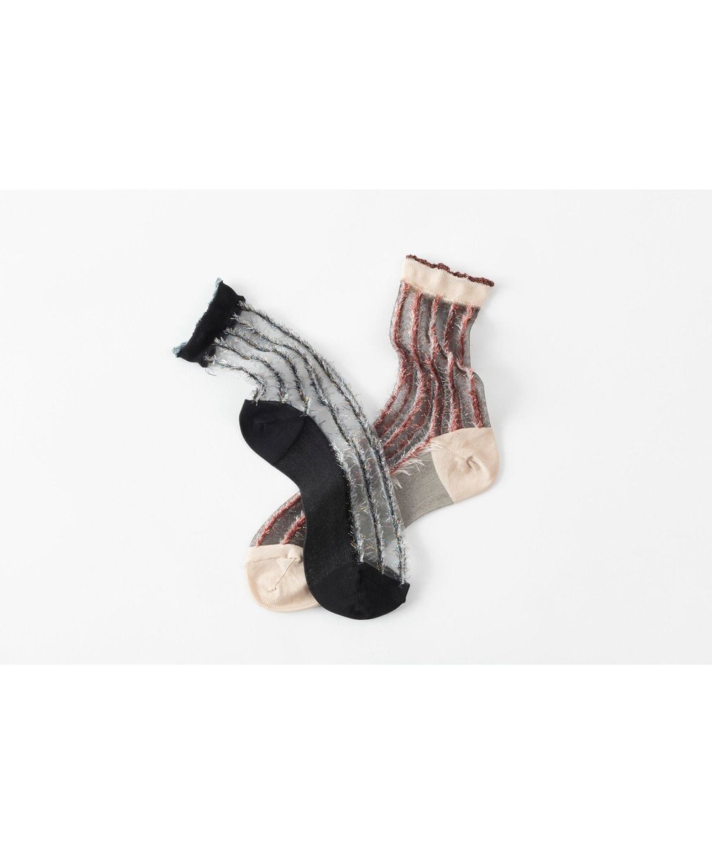 TRICOTE シースルーストライプラメソックス 