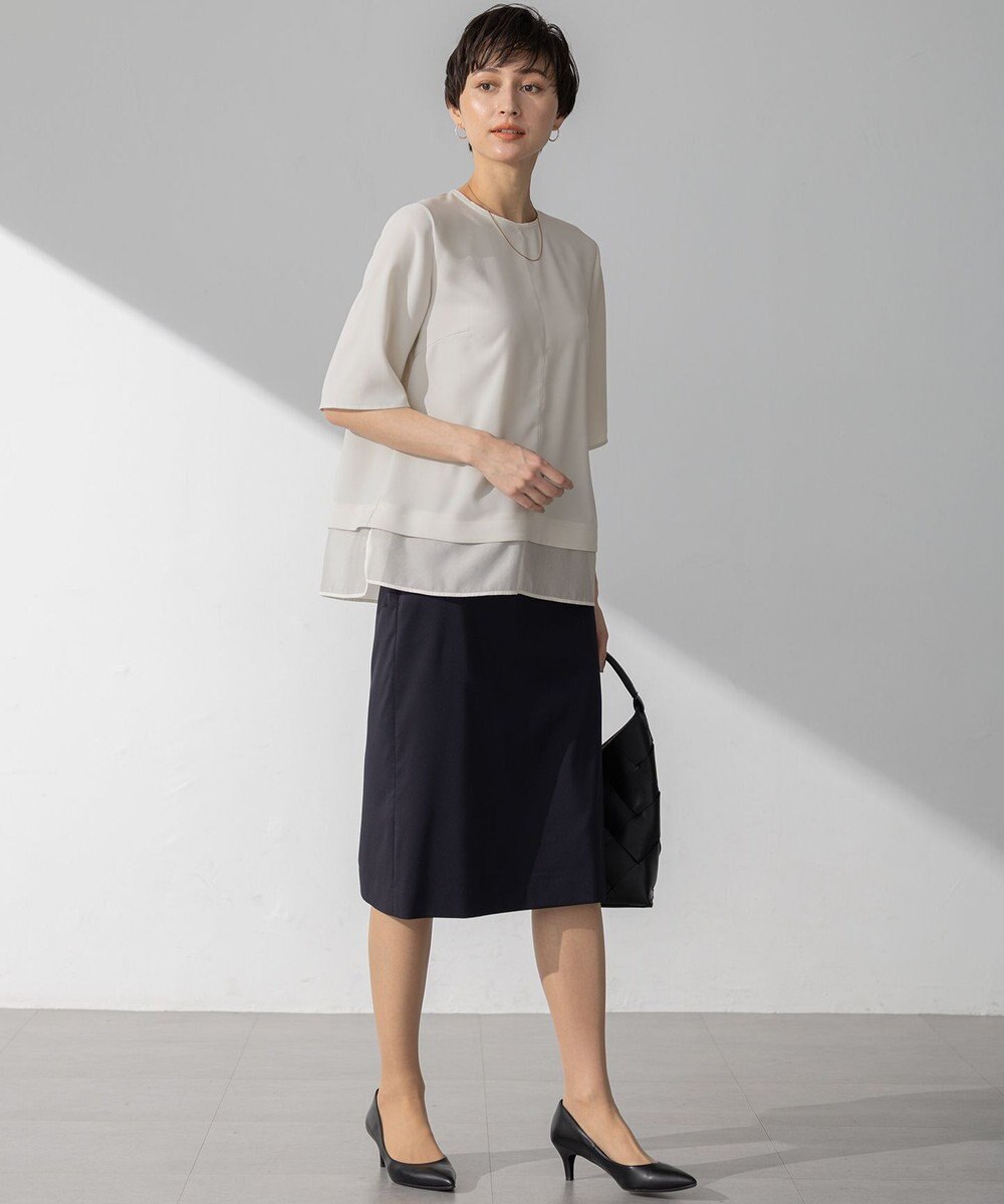 23区 【吸水速乾/UVカット/接触冷感】ストレッチジョーゼット シアーコンビ カットソー 