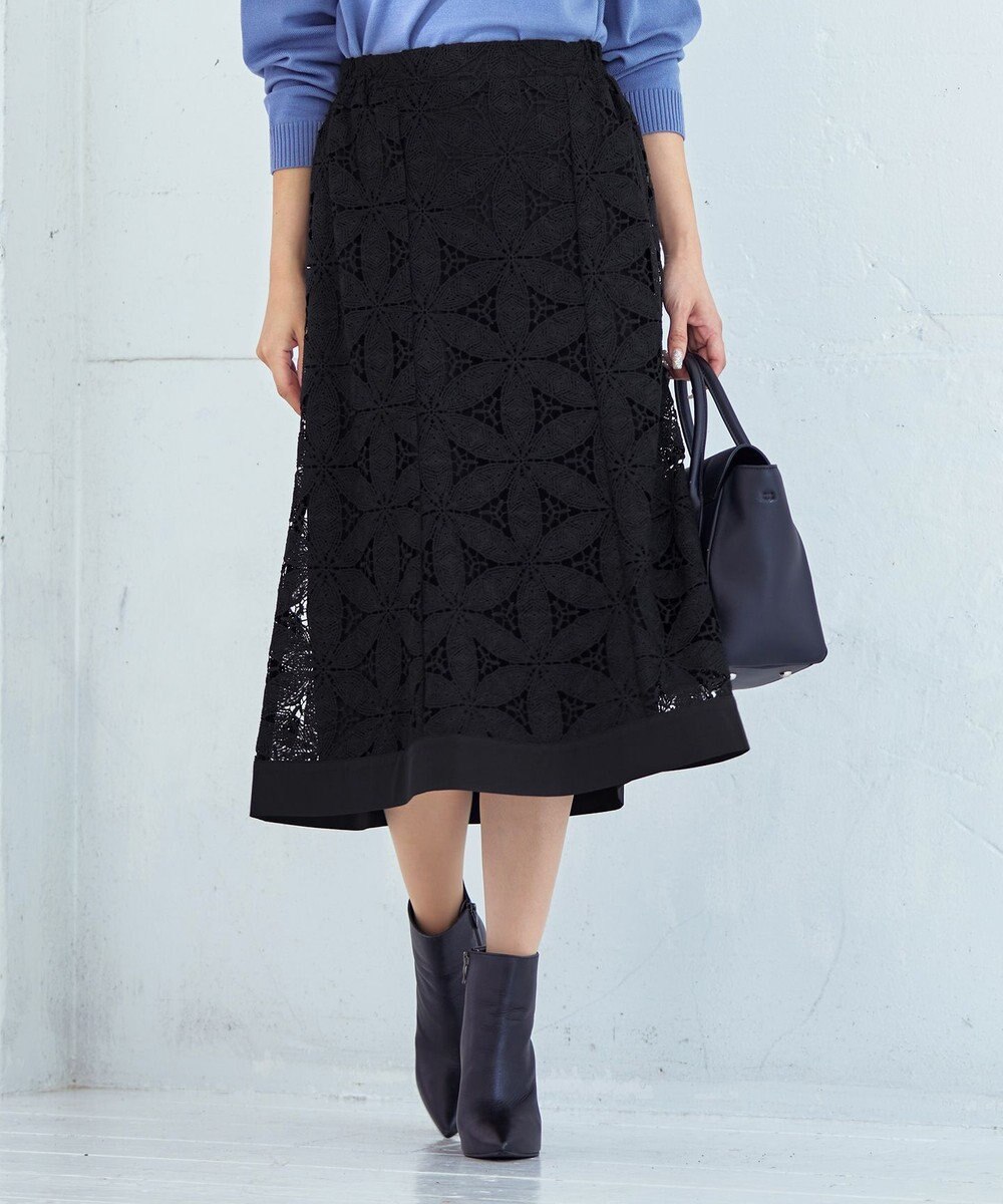 Tiaclasse L 【洗える】花柄レースマーメイドスカート 