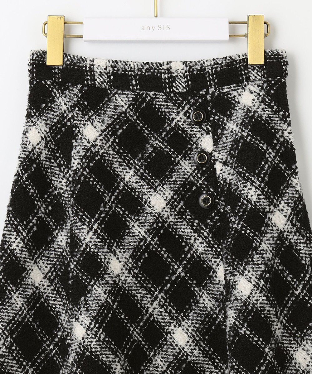 ANY SIS S 【低身長企画】ツイードチェックフレア スカート 