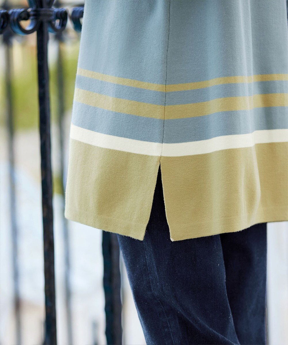 Tiaclasse L 【洗える】カラー配色ニットチュニック 