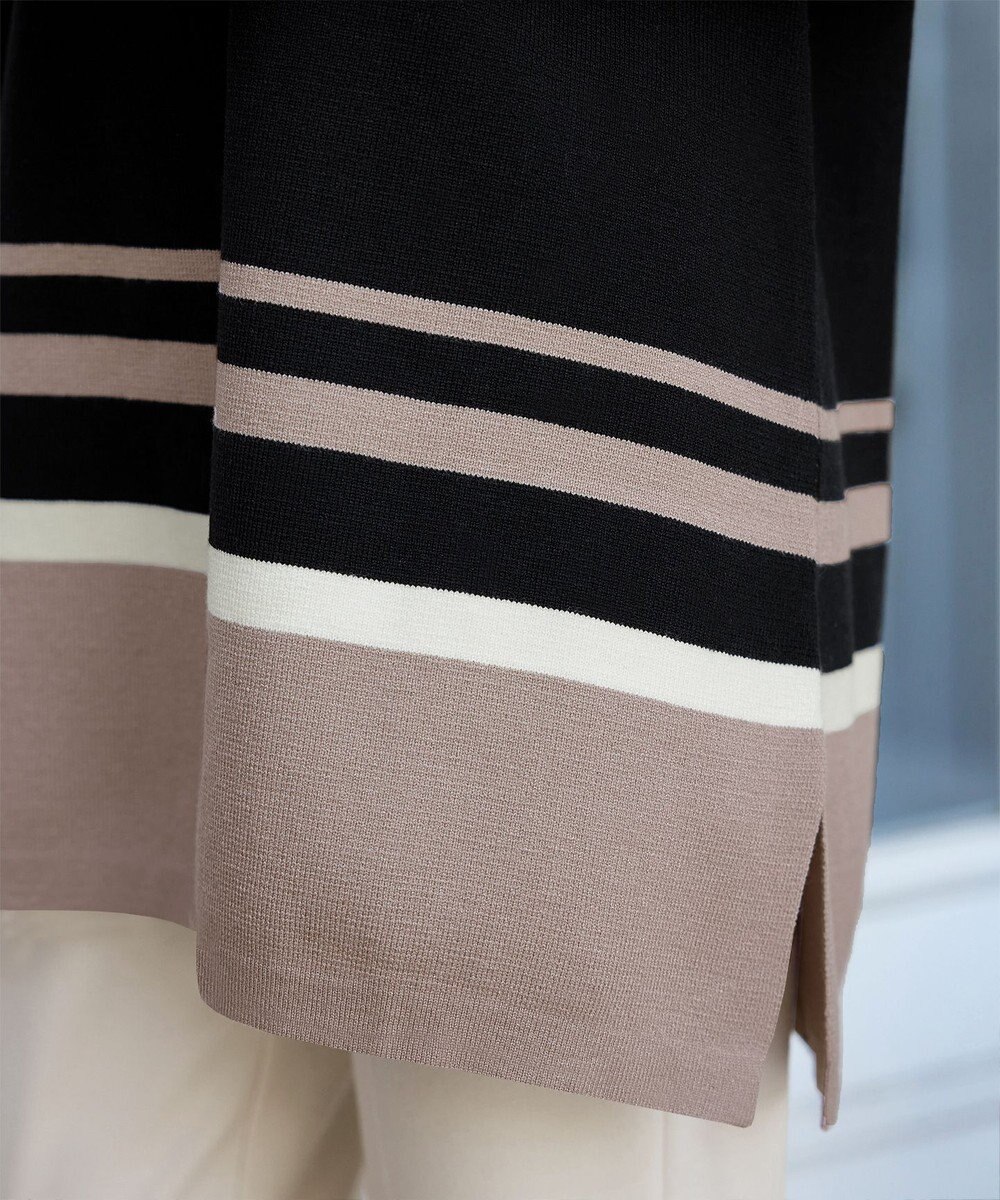 Tiaclasse L 【洗える】カラー配色ニットチュニック 