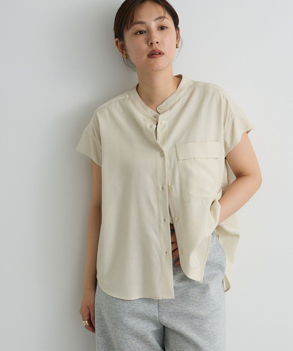 CRAFT STANDARD BOUTIQUE バンドカラーサイドドロストシャツ 