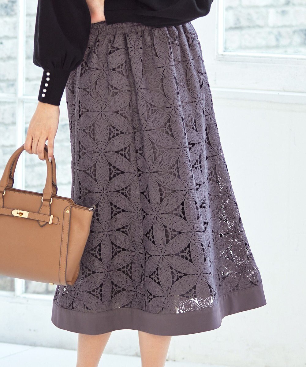 Tiaclasse L 【洗える】花柄レースマーメイドスカート 