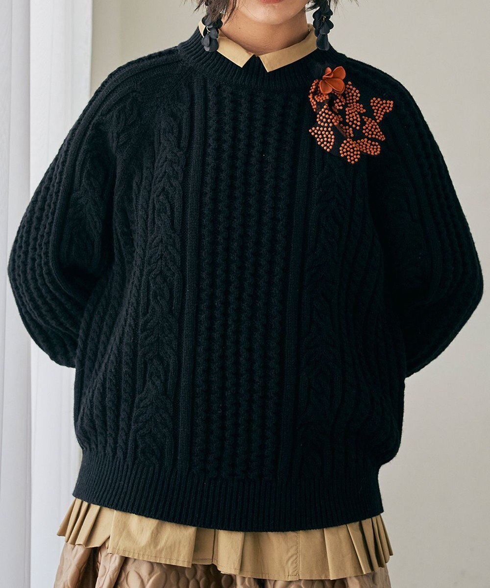 muuc カシミヤウールケーブル編みプルオーバー 