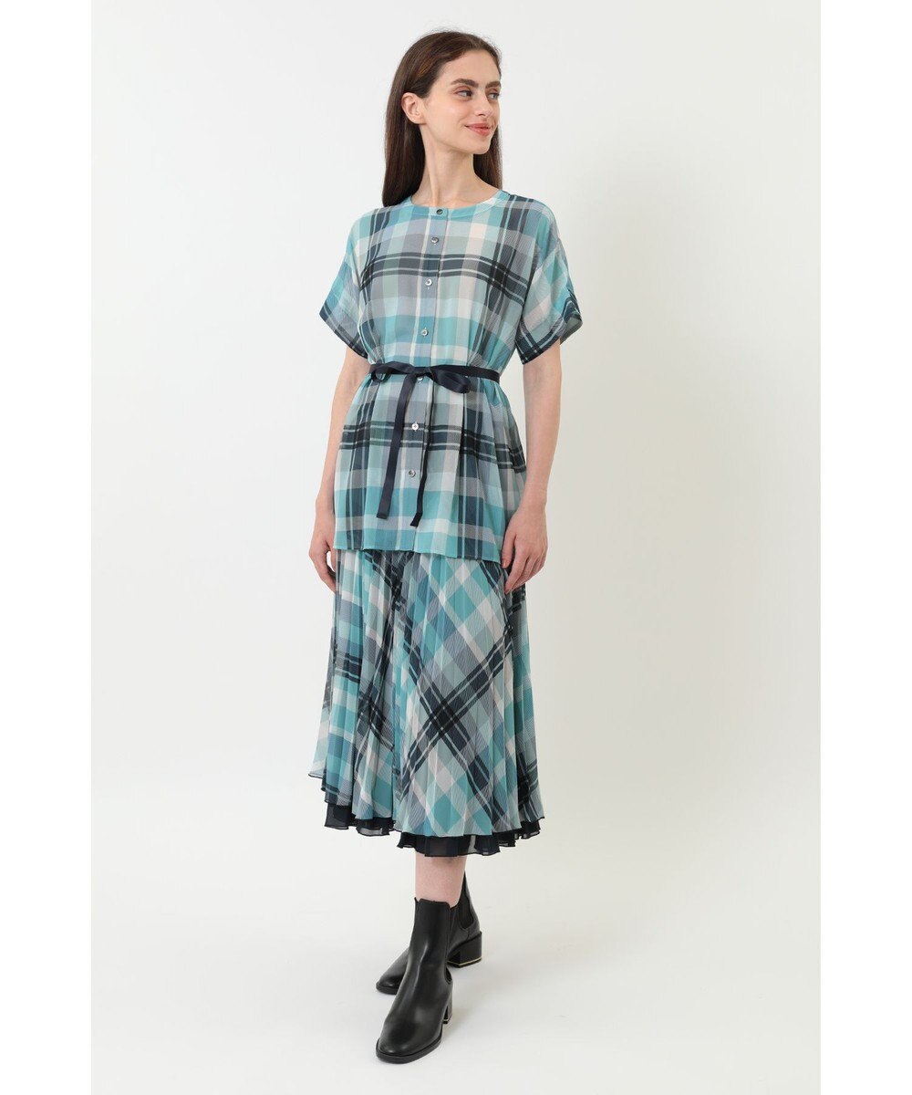 DAKS ビッグトランスチェックシフォンブラウス 