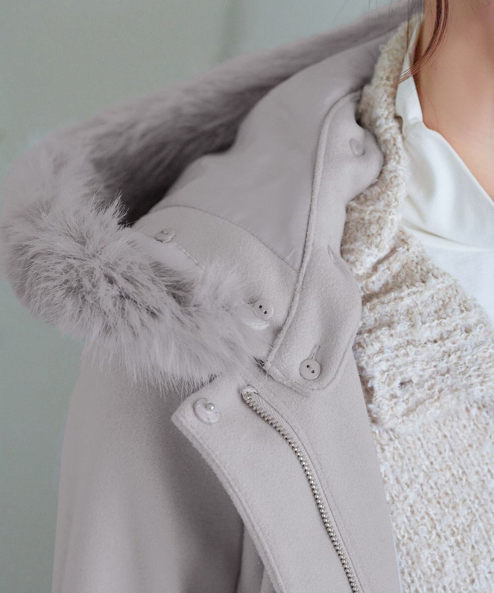 Tiaclasse 2WAYフード付きフェイクウールコート 