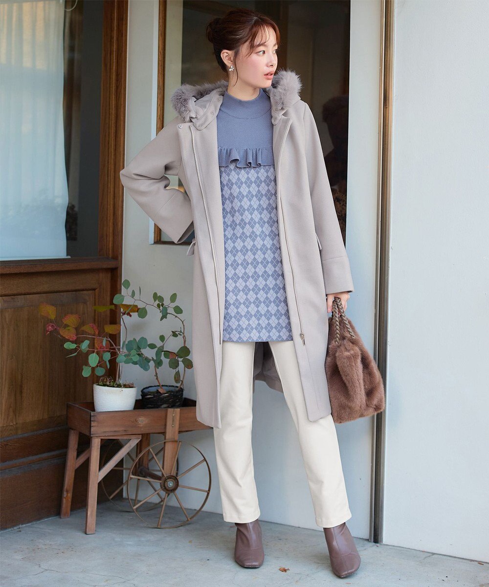 Tiaclasse 2WAYフード付きフェイクウールコート 