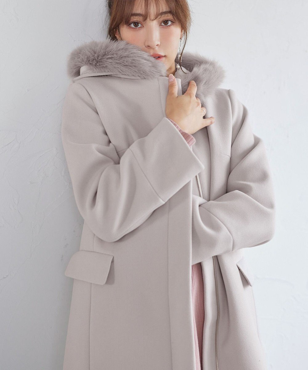 Tiaclasse 2WAYフード付きフェイクウールコート 