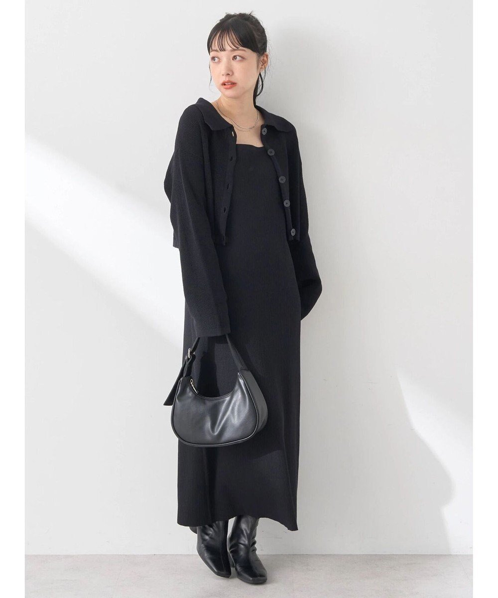 earth music&ecology ＳＥＴ２点襟付きカーディガン＋ニットワンピース 