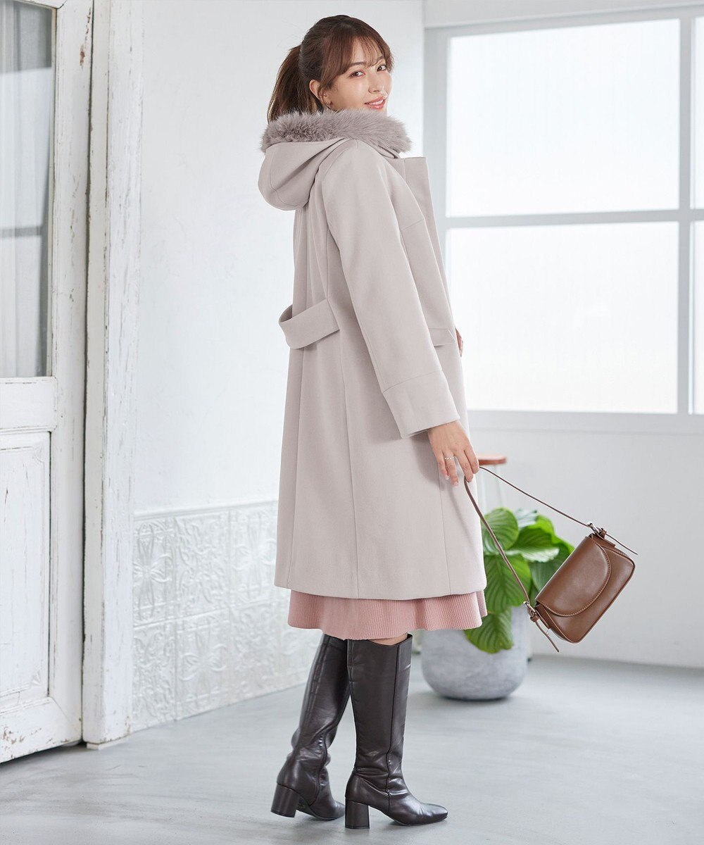 Tiaclasse 2WAYフード付きフェイクウールコート 