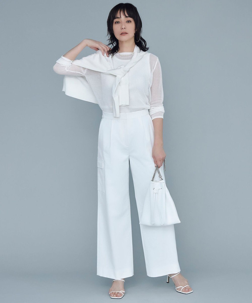 ICB 【UVカット・吸水速乾・洗える】シェルタリングドライサテン  ワイドストレートカーゴパンツ 