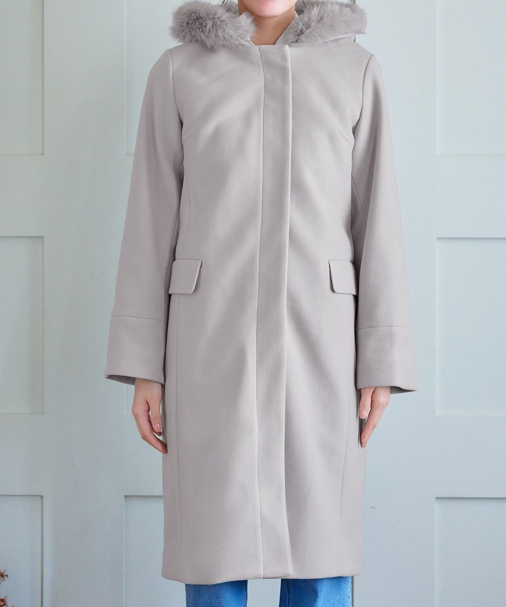 Tiaclasse 2WAYフード付きフェイクウールコート 