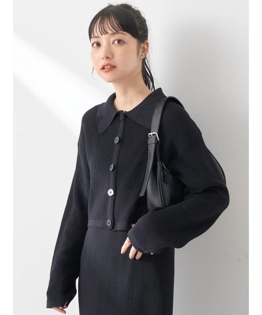 earth music&ecology ＳＥＴ２点襟付きカーディガン＋ニットワンピース 