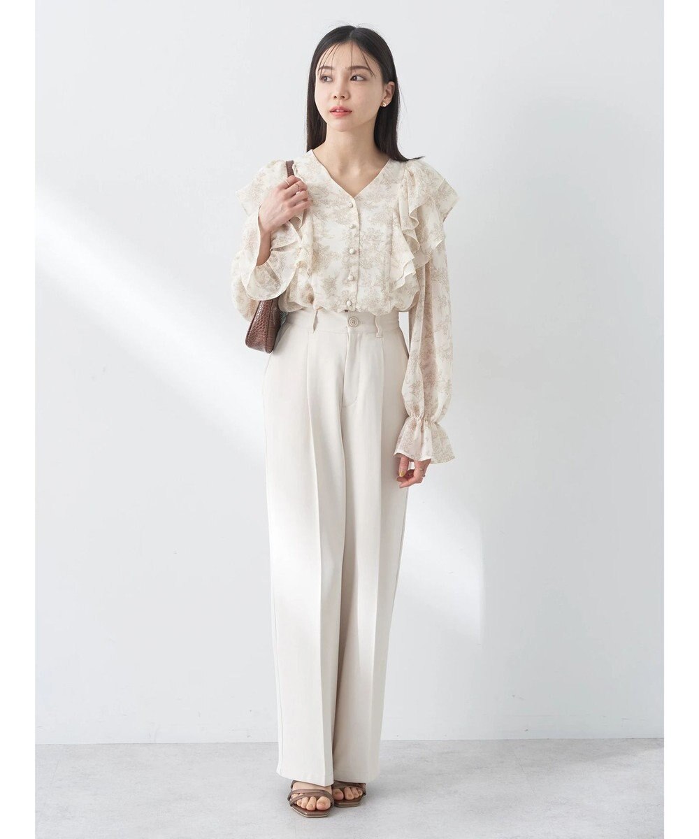 earth music&ecology 花柄ラッフルブラウス 