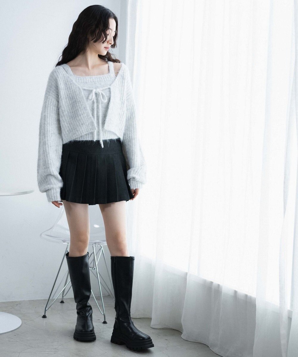 WEGO アンサンブルニットリボンカーデ 