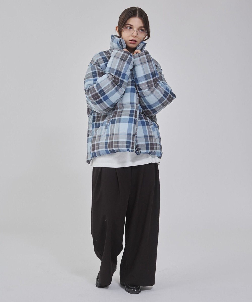 WEGO 【ユニセックス着用ITEM/MLサイズ展開】チェックパファーブルゾン 