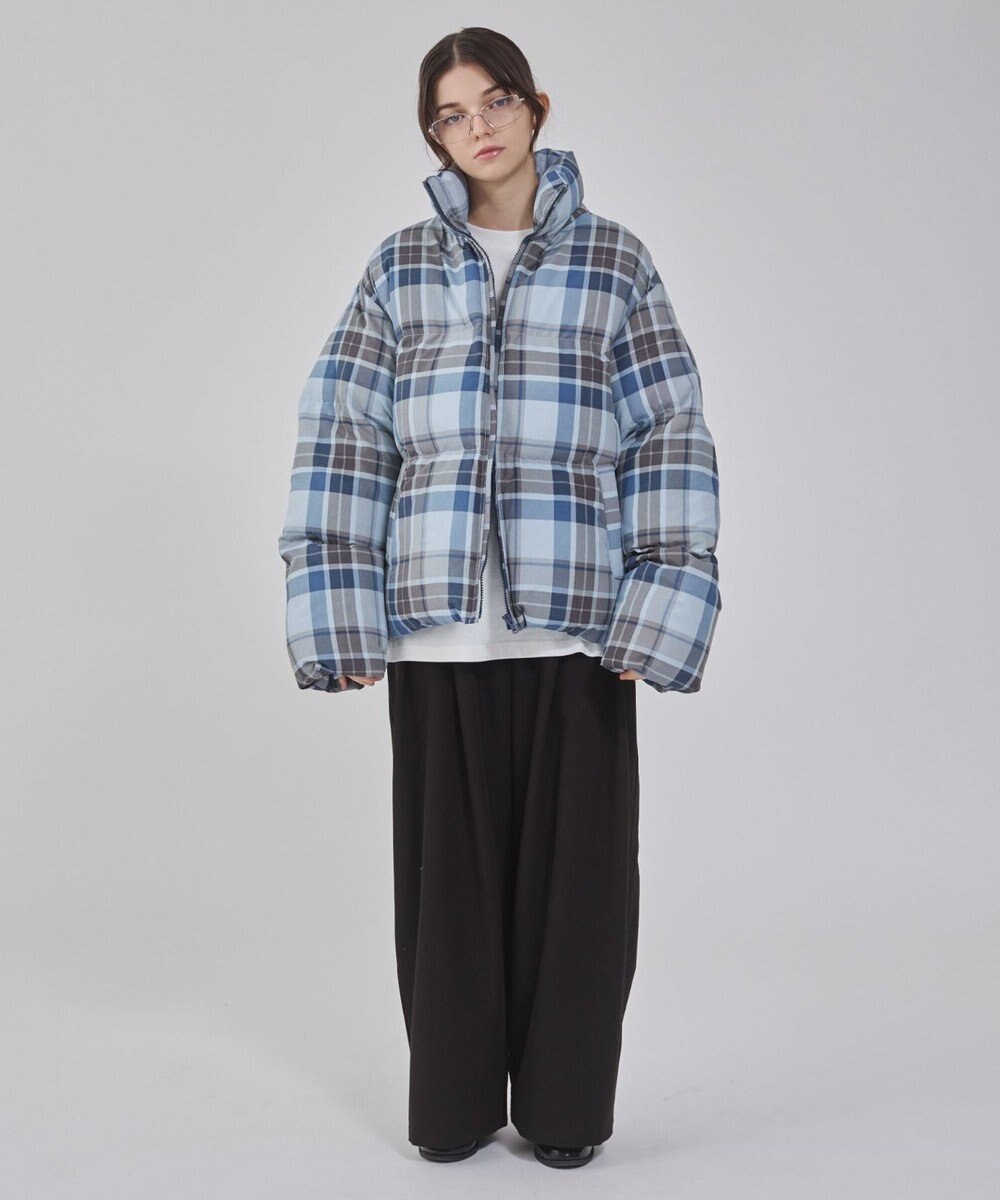 WEGO 【ユニセックス着用ITEM/MLサイズ展開】チェックパファーブルゾン 