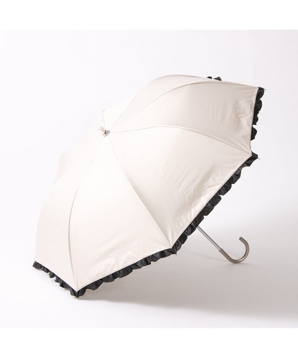 UNBILLION カシュネ cachenez / 【晴雨兼用】【日傘】 【UV カット率99.999.9％以上】PUバイカラーフリルトップレス折りたたみ傘 ベージュ