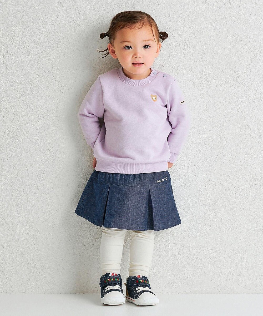 MIKI HOUSE HOT BISCUITS 【70-120cm】【Everyday Series】ワンポイント くすみカラー裏毛パイルトレーナー 