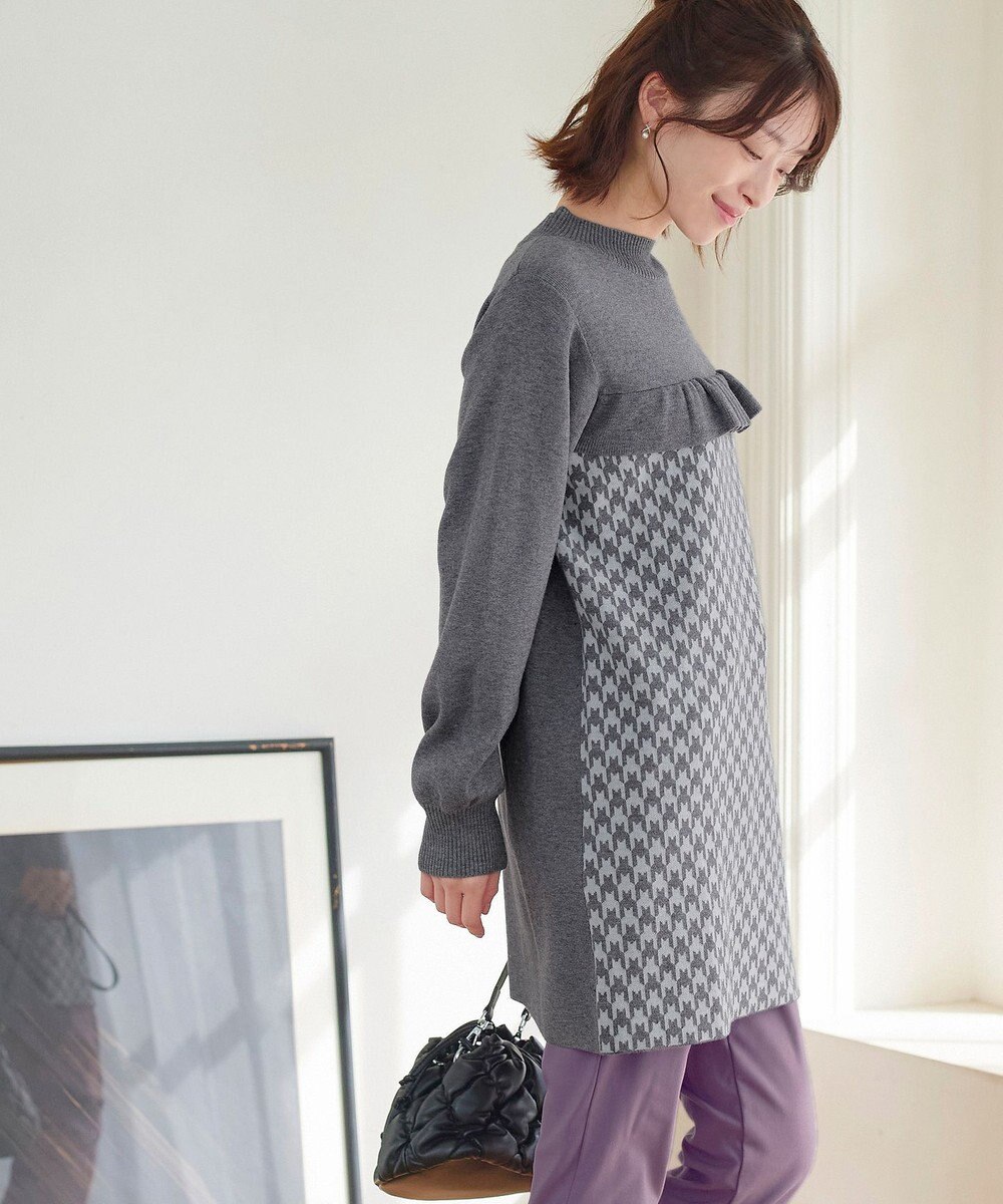 Tiaclasse L 【洗える】ジャカードフリルチュニック 