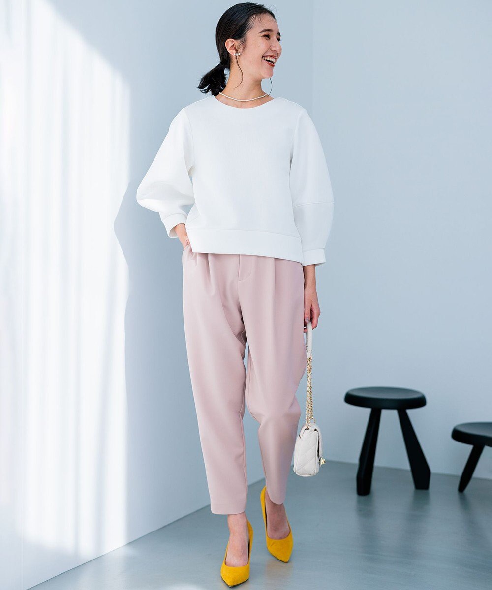 組曲 【洗える・ストレッチ】プランタンカラークロップド パンツ 