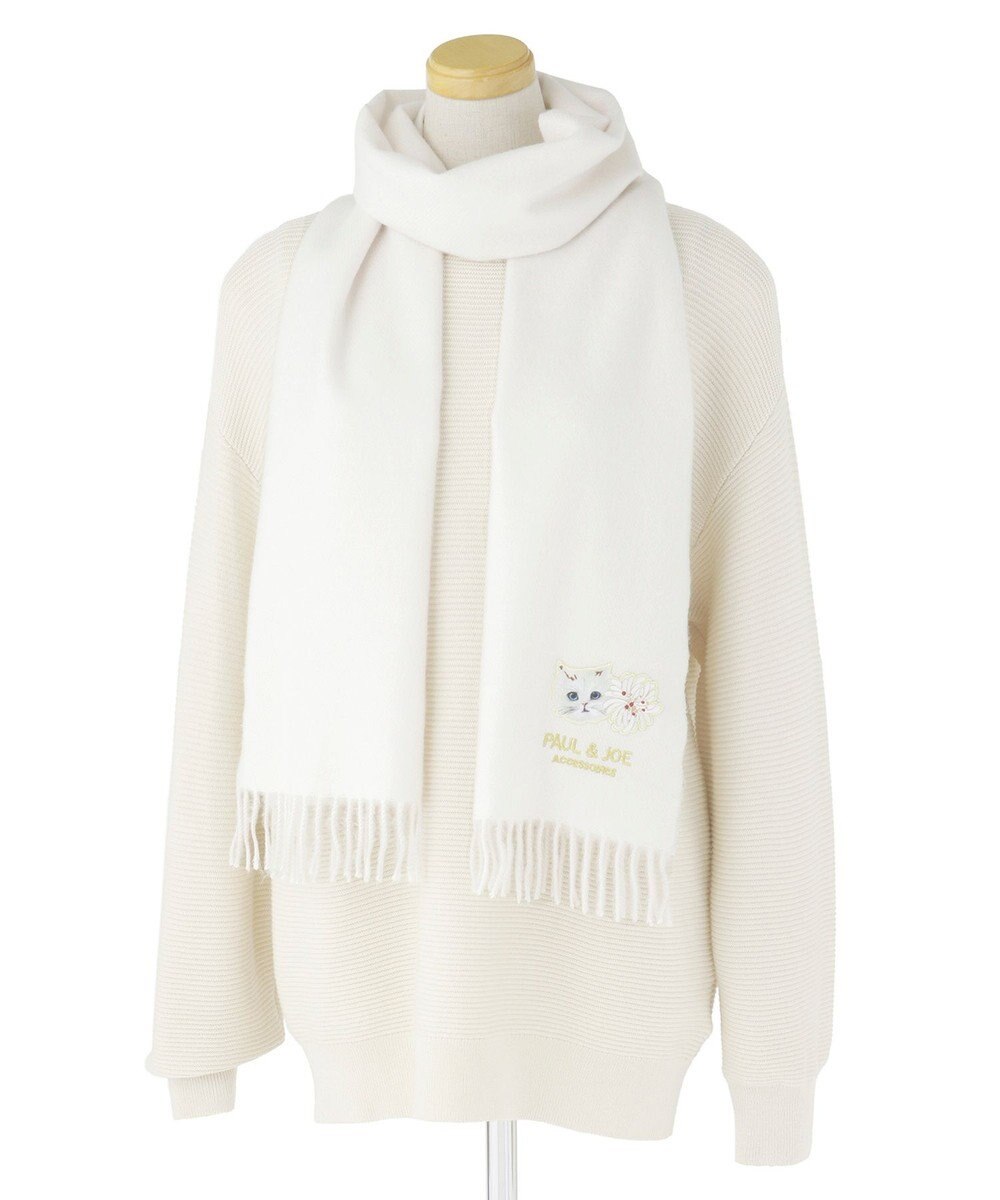 MOONBAT PAUL & JOE ACCESSOIRES ジプシー×クリザンテームワッペン付きムースタッチマフラー（パッケージ入り） 