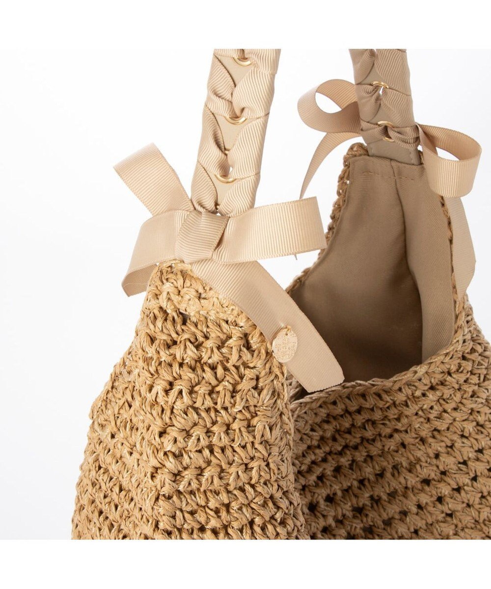 UNBILLION カシュカシュ cachecache / リボンハンドル地柄編みトート 