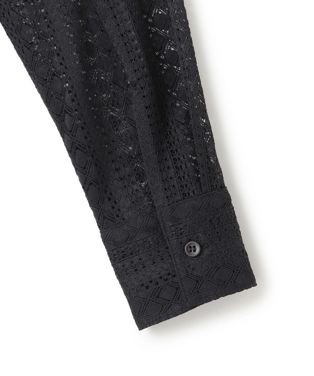 ICB 【洗える】 ストライプラッセルレース シャツ 