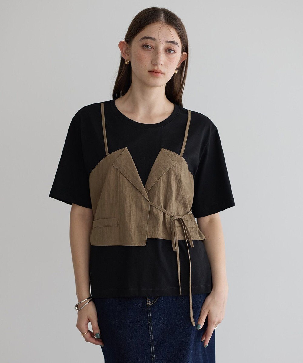 YECCA VECCA ビスチェレイヤード風デザインTee 