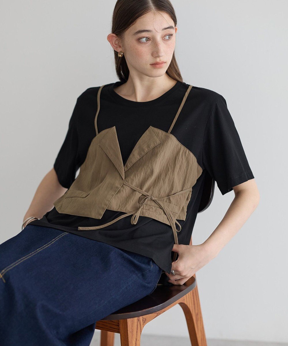 YECCA VECCA ビスチェレイヤード風デザインTee 