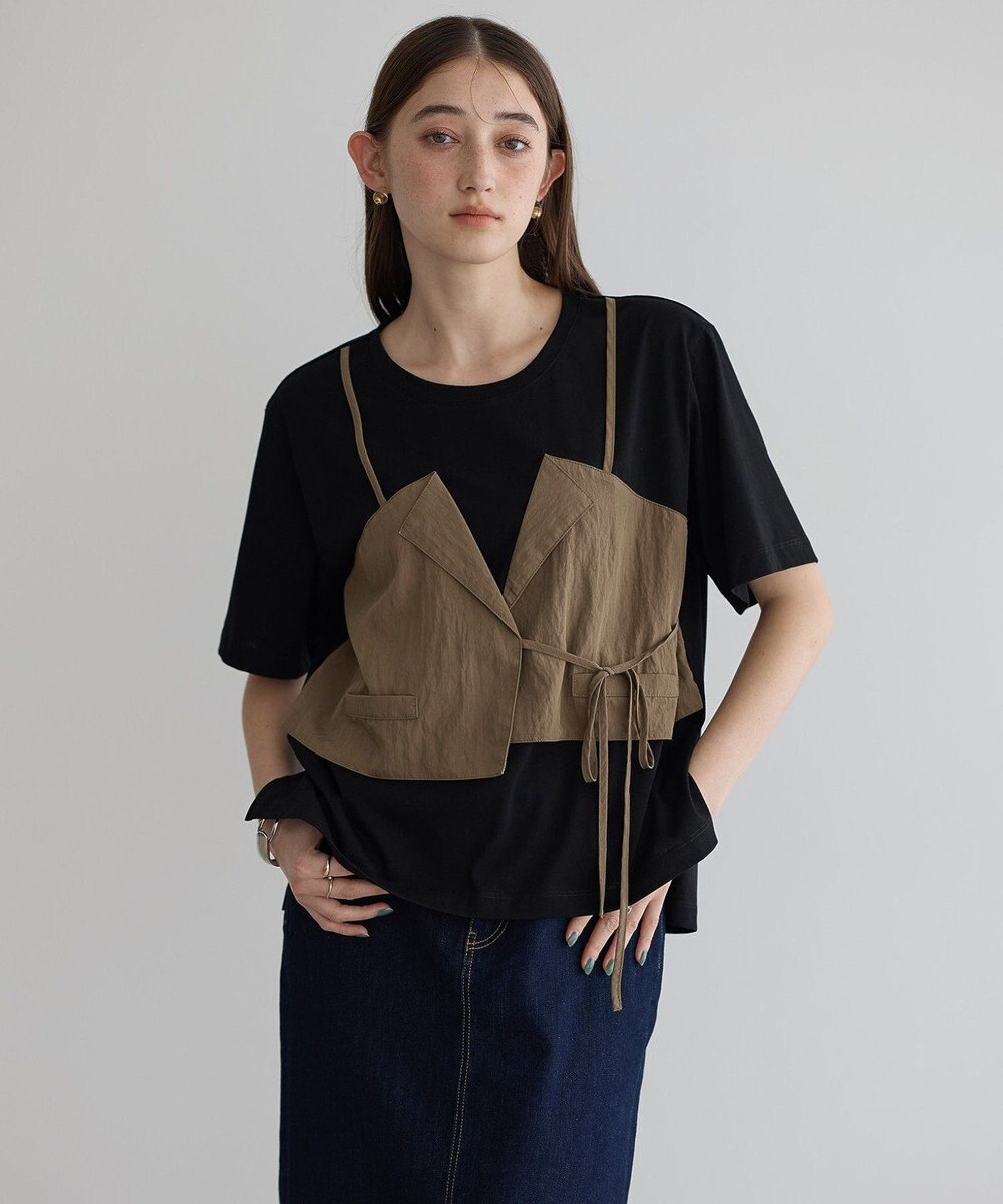 YECCA VECCA ビスチェレイヤード風デザインTee 