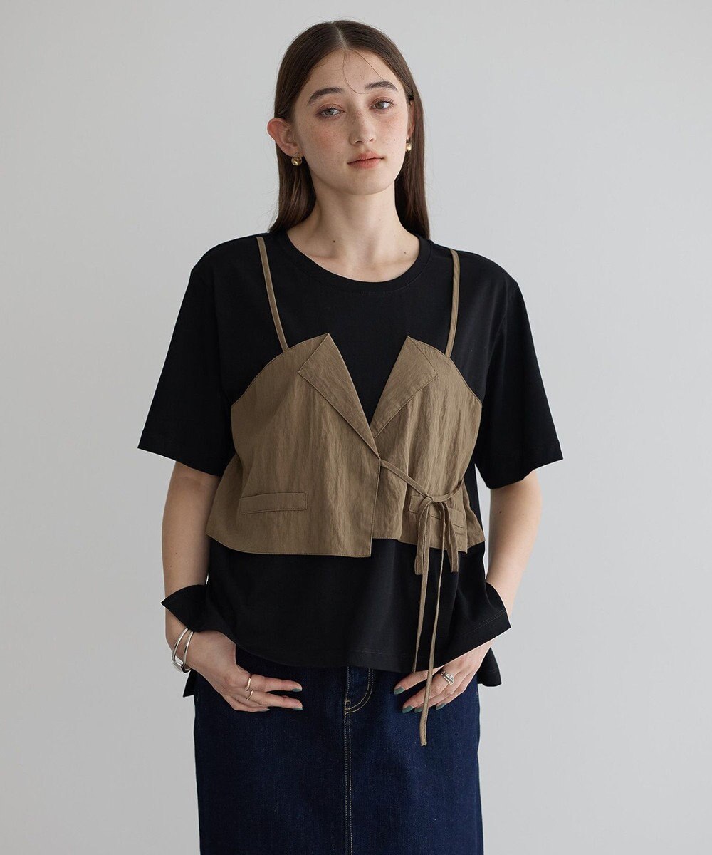 YECCA VECCA ビスチェレイヤード風デザインTee 