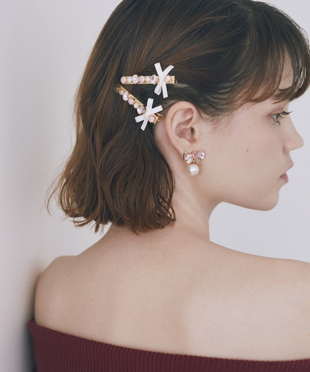 Maison de FLEUR ビジューリボン2セットピン 