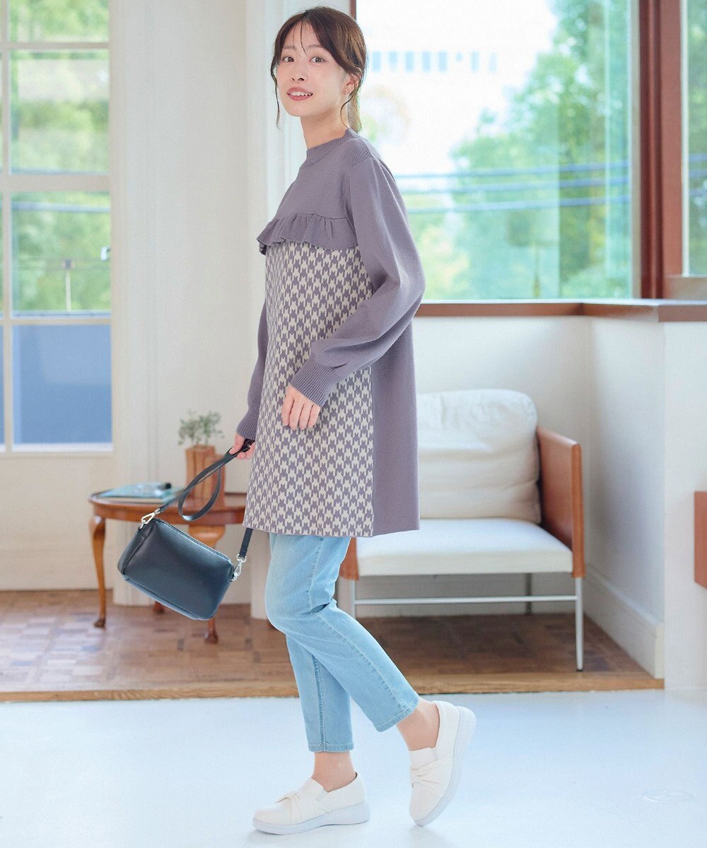 Tiaclasse L 【洗える】ジャカードフリルチュニック 