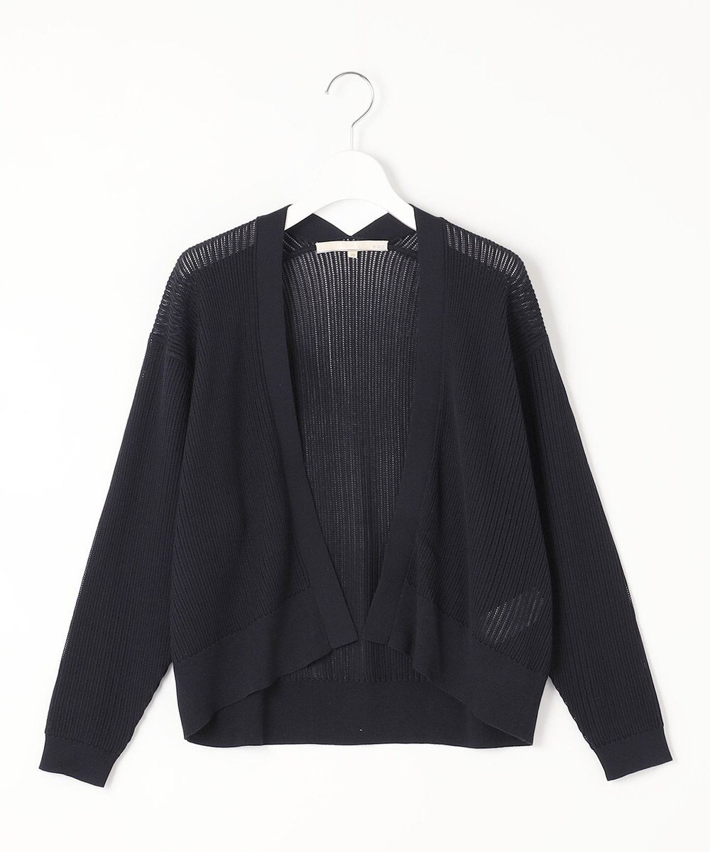自由区 【洗える・XSサイズあり】ハイツイストコットンアセテートメッシュ カーディガン 