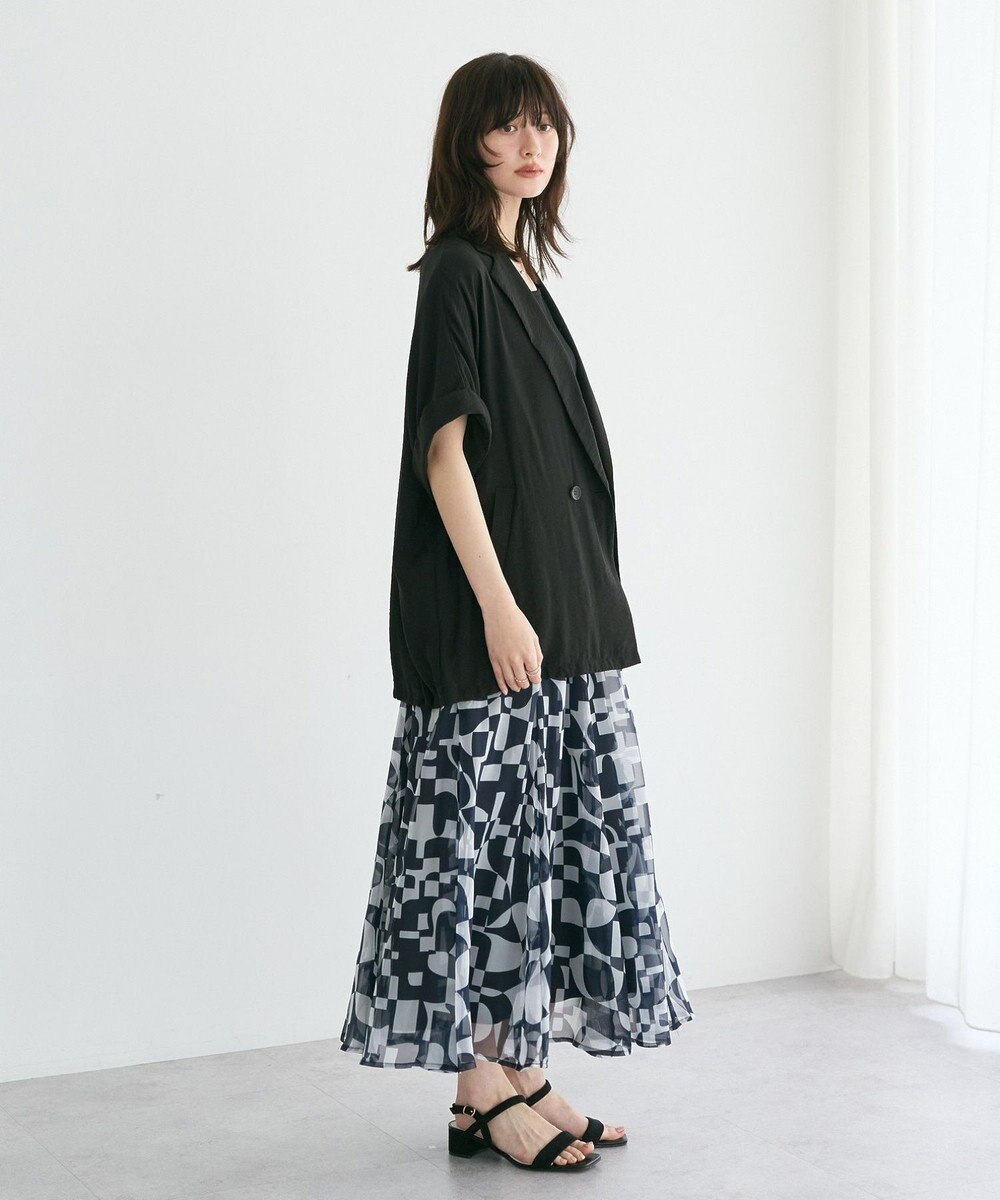 YECCA VECCA アート柄シアーロングスカート 