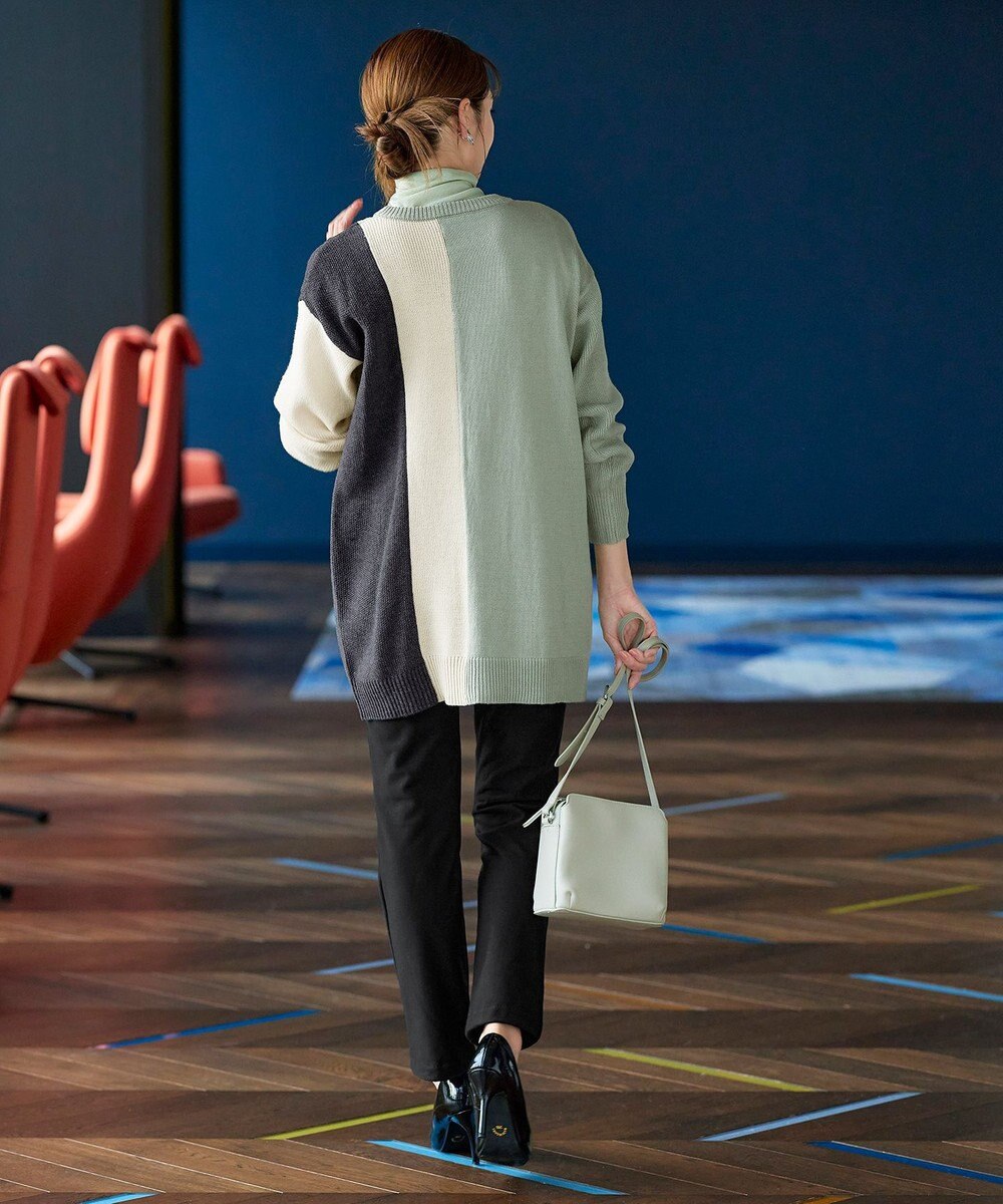 Tiaclasse 【洗える】配色ニットチュニック 