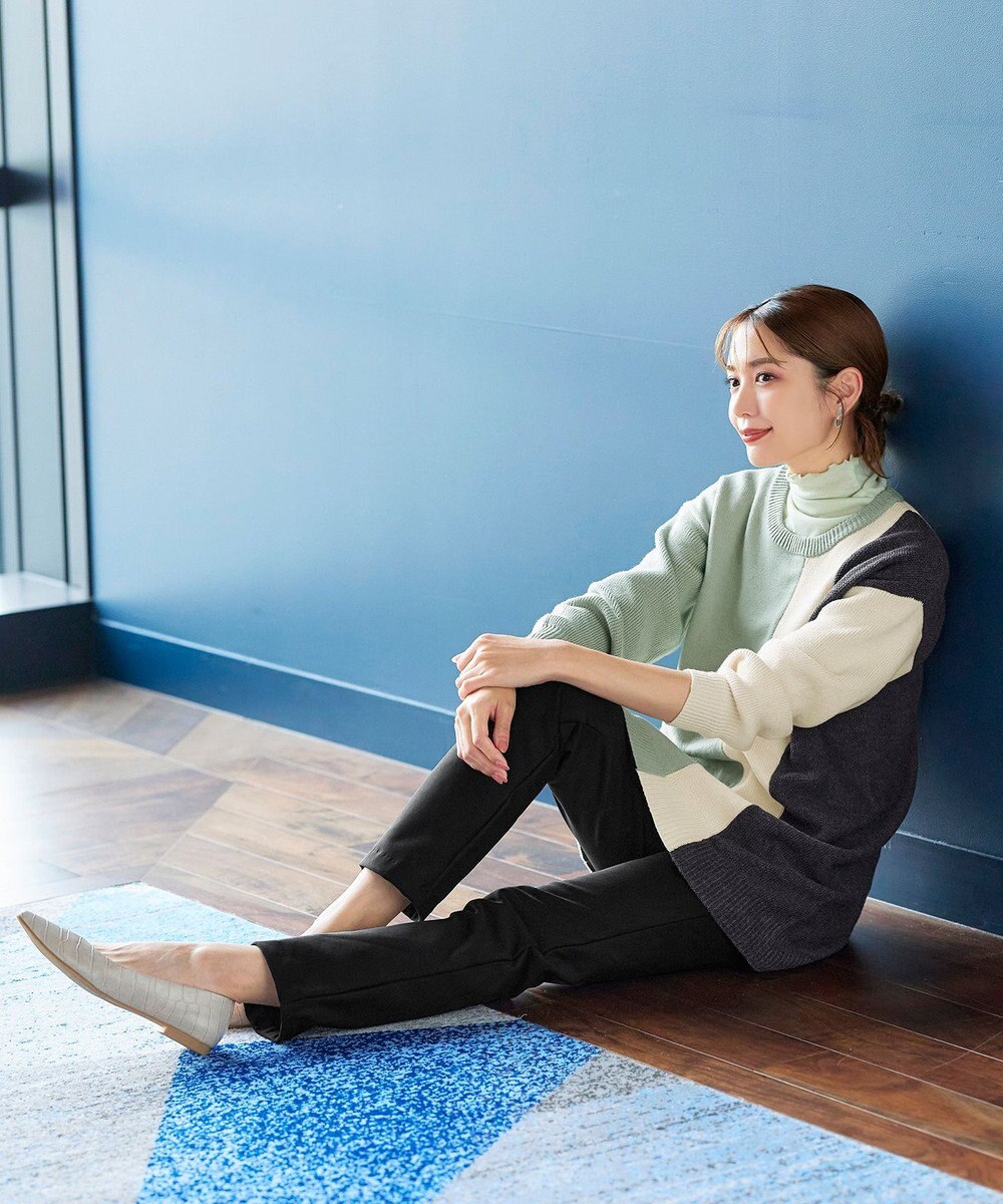 Tiaclasse 【洗える】配色ニットチュニック 