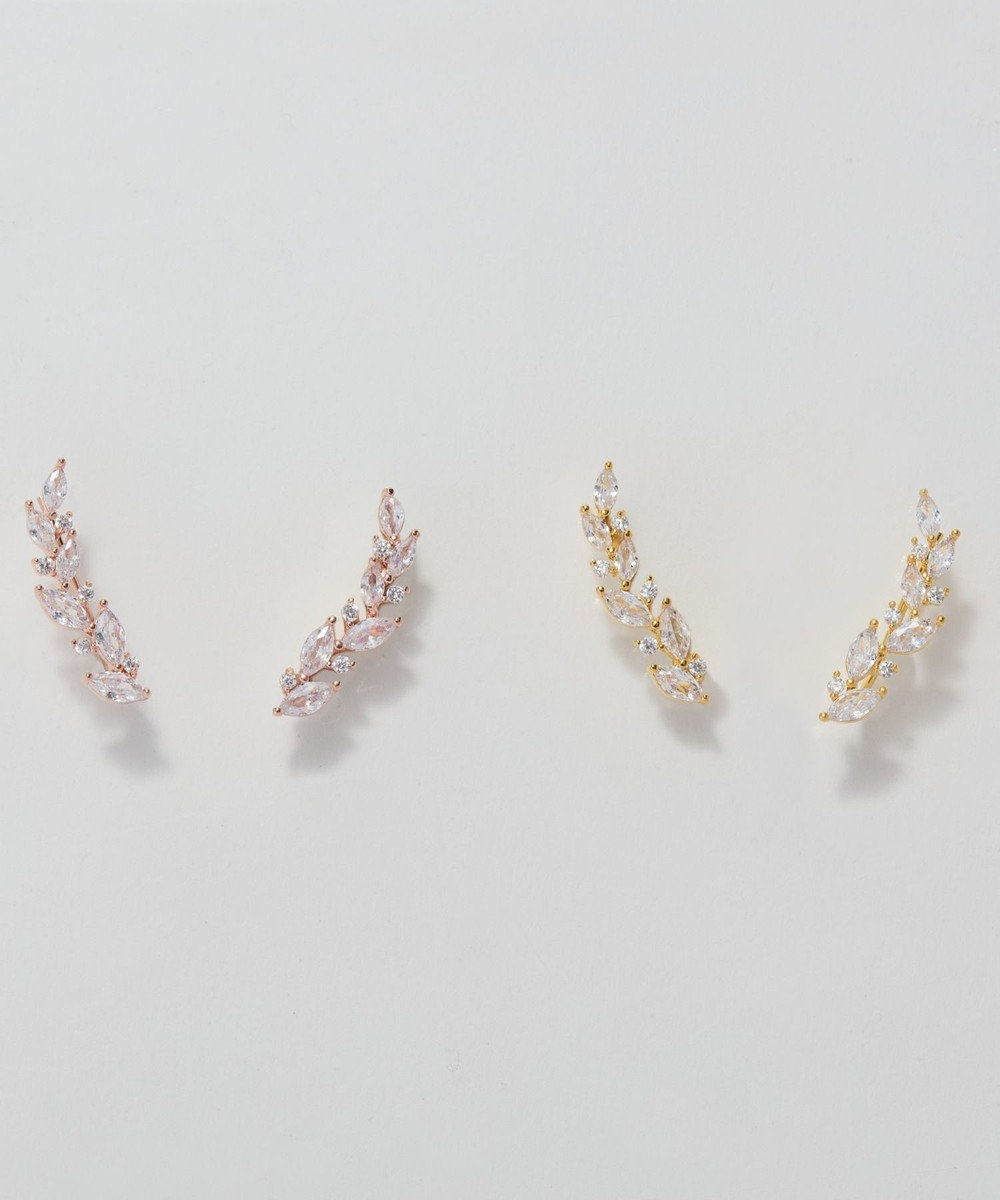 Phoebe リーフグレースビジューピアス&イヤリング　ゴールド 