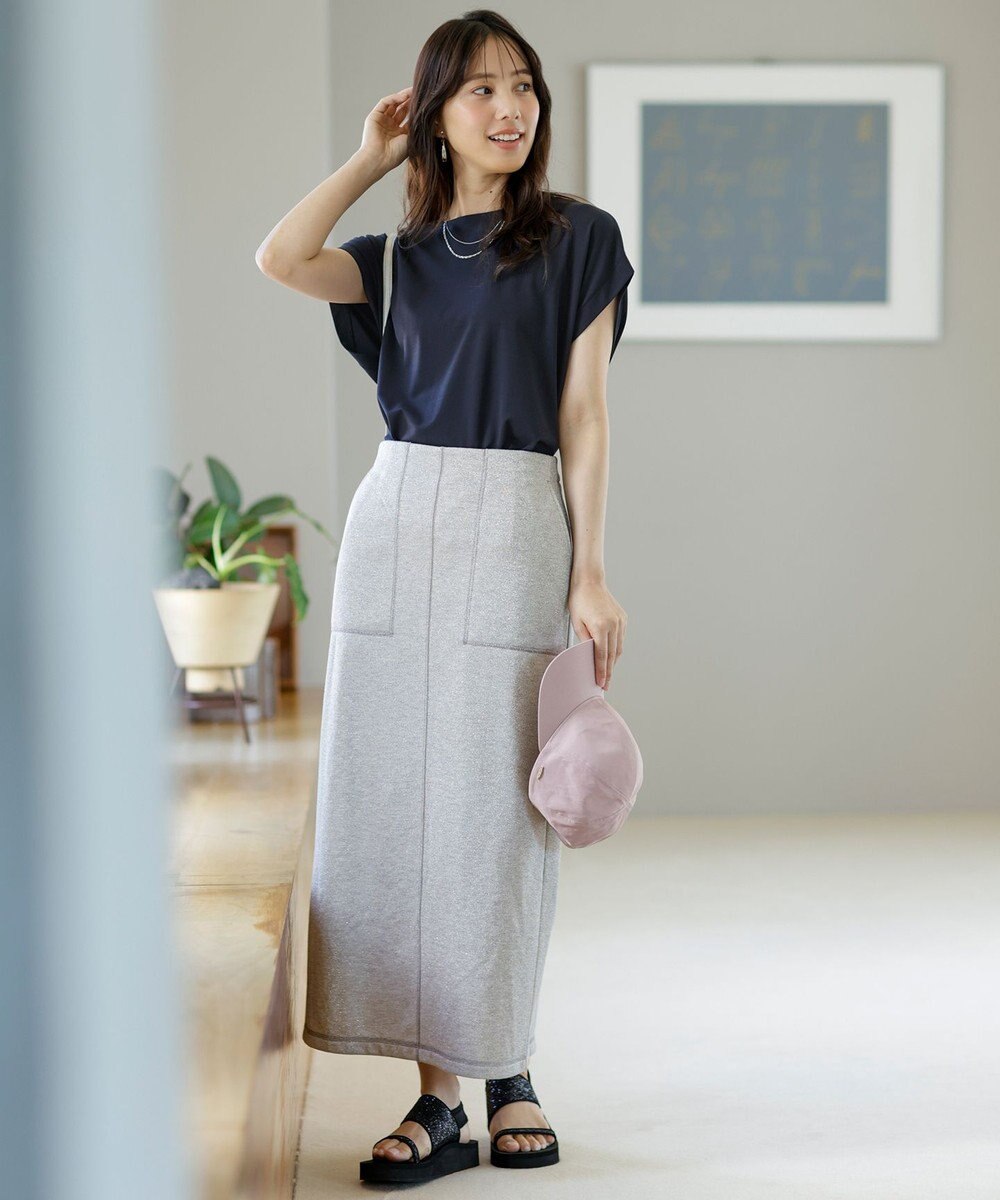 ANY SIS 【接触冷感・UVカット・洗える】ハイストレッチスムースフレンチスリーブ カットソー 