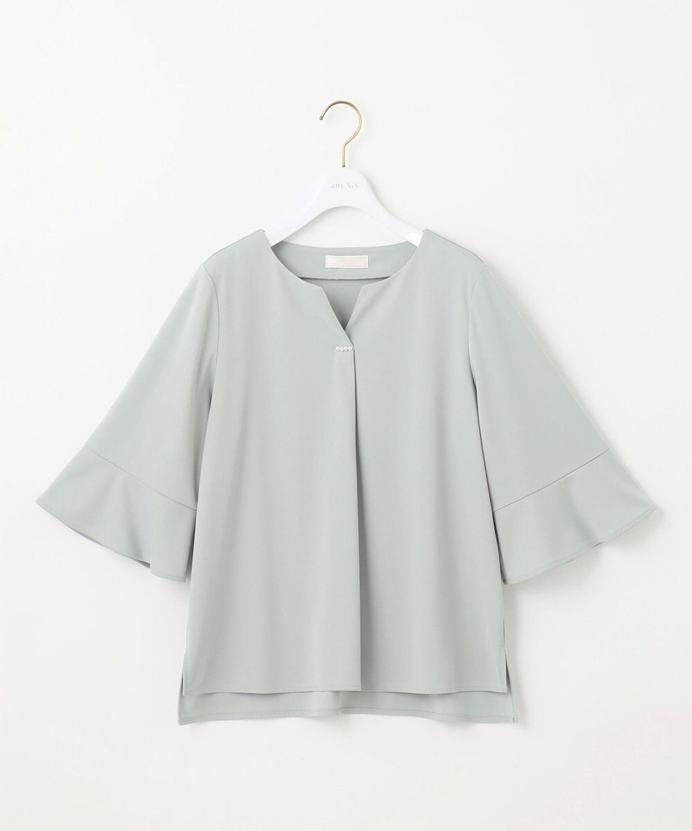 ANY SIS 【接触冷感・吸水速乾・UVケア】エアリードレープスムース 七分袖 ブラウス 