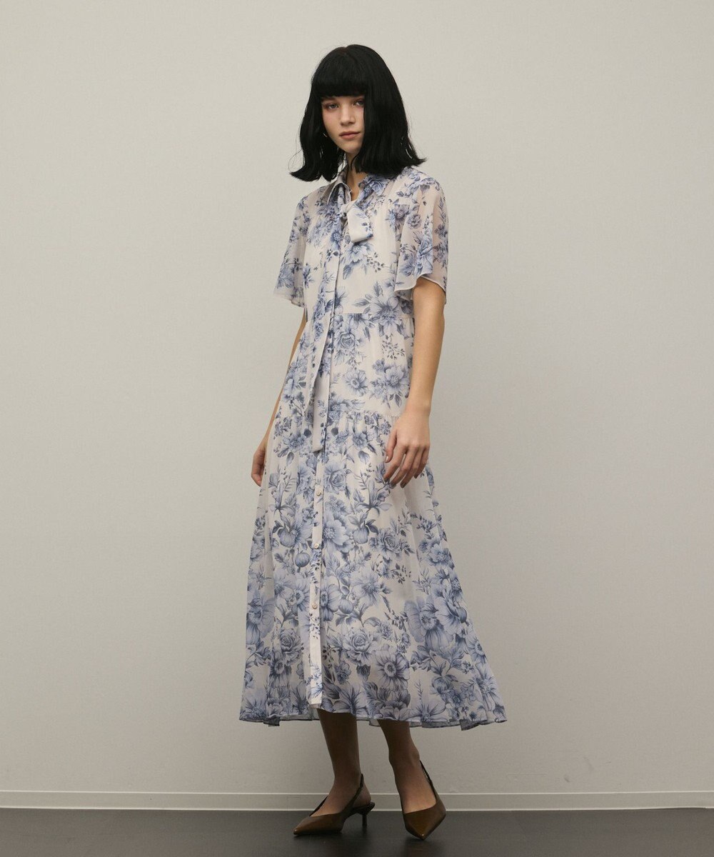 GRACE CONTINENTAL フラワープリントシャツフレアワンピース 