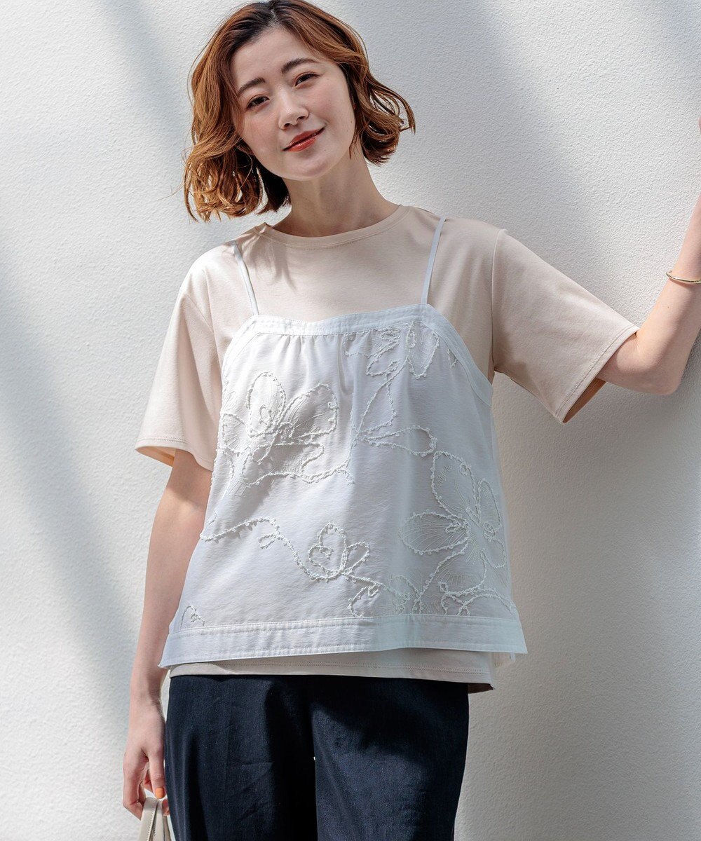 23区 【先行予約】シアーエンブロイダリー キャミソール コンビ Tシャツ 