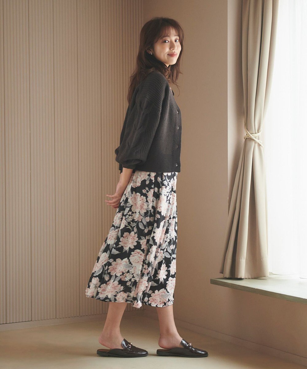 Feroux 【洗える】サイドケーブルバルキー カーディガン 