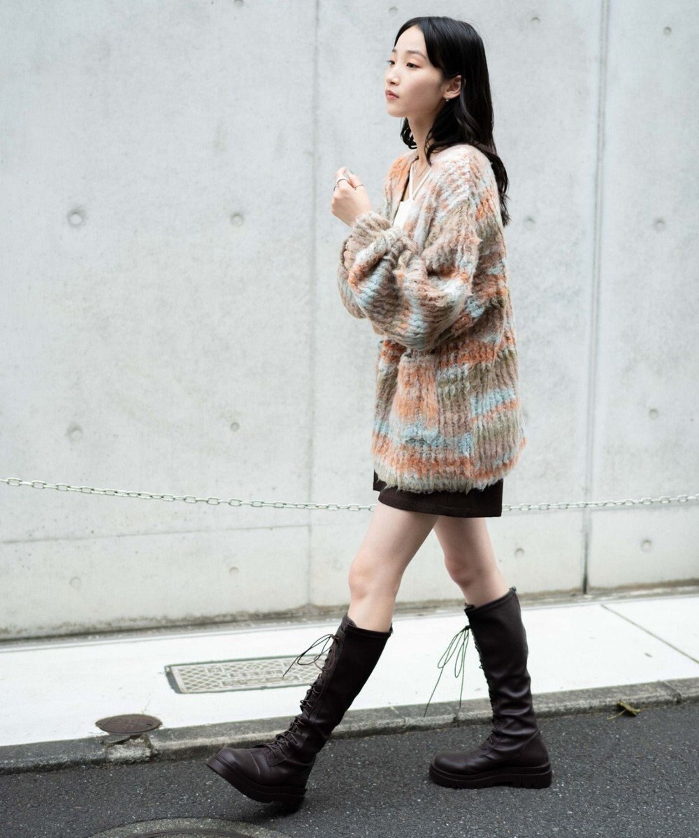 WEGO マルチボーダーブラッシュニットカーデ 